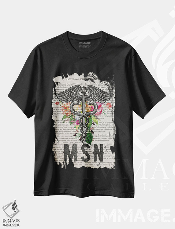 تیشرت طرح دار کارشناسی ارشد پرستاریهمراه با گل ها، هنر دیجیتال اثر پیکسل کهنه | immage.ir