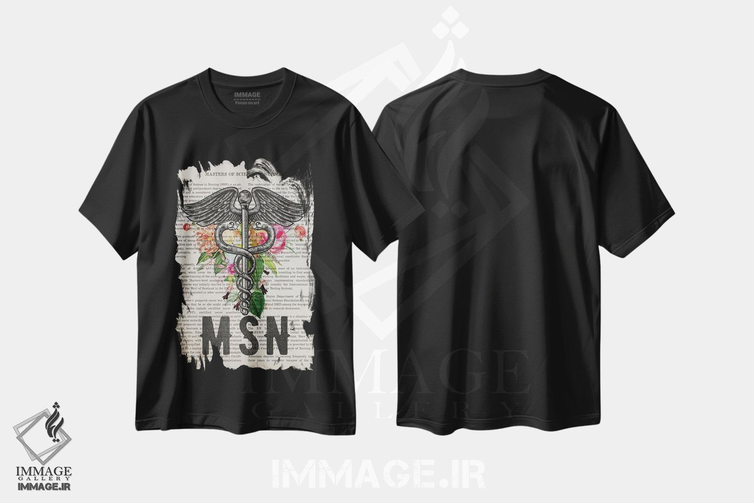تیشرت طرح دار کارشناسی ارشد پرستاریهمراه با گل ها، هنر دیجیتال اثر پیکسل کهنه | immage.ir