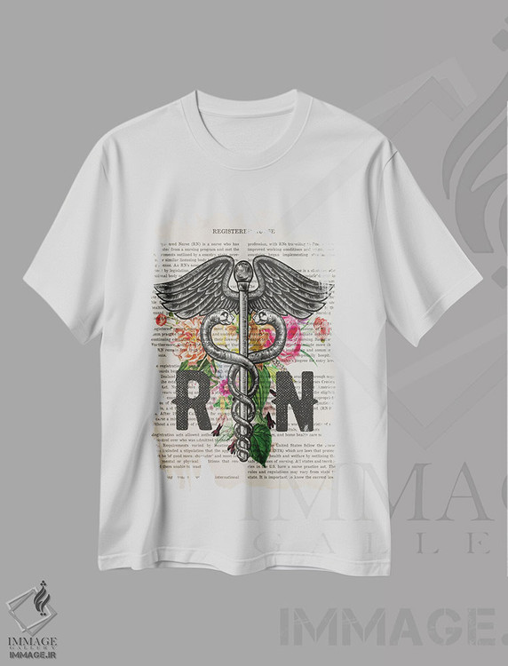 تیشرت طرح دار پرستار ثبت شدههمراه با گل ها، هنر دیجیتال اثر پیکسل کهنه | immage.ir