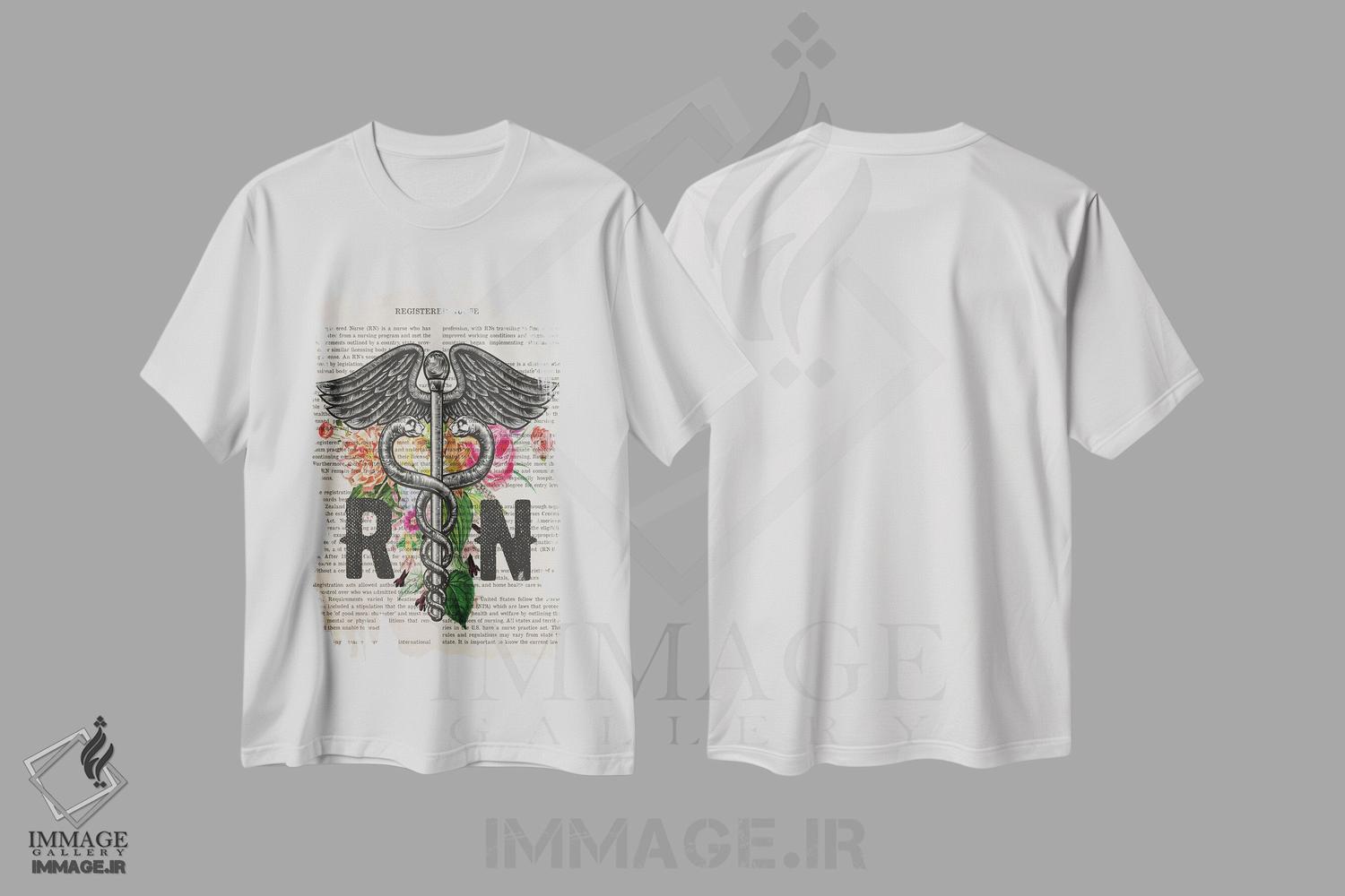 تیشرت طرح دار پرستار ثبت شدههمراه با گل ها، هنر دیجیتال اثر پیکسل کهنه | immage.ir