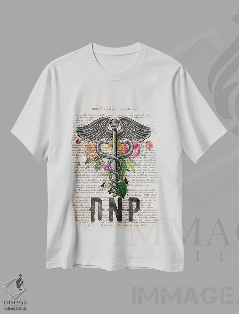 تیشرت طرح دار دکترای پرستاری کارورزهمراه با گل ها، هنر دیجیتال اثر پیکسل کهنه | فروشگاه ایماژ