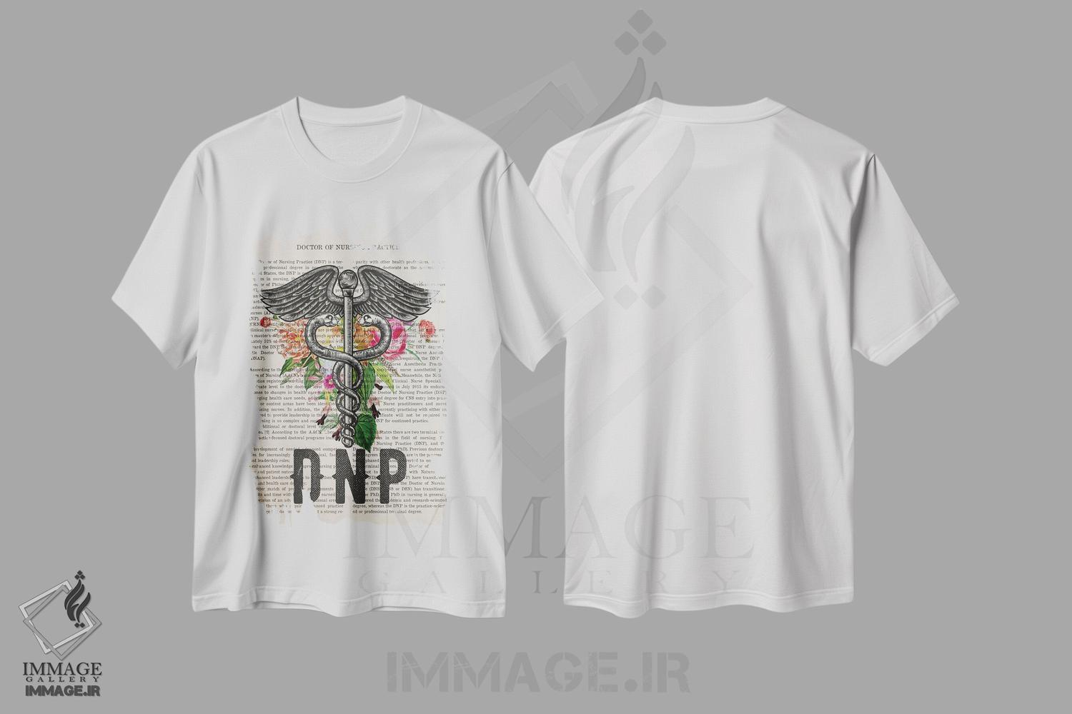 تیشرت طرح دار دکترای پرستاری کارورزهمراه با گل ها، هنر دیجیتال اثر پیکسل کهنه | فروشگاه ایماژ