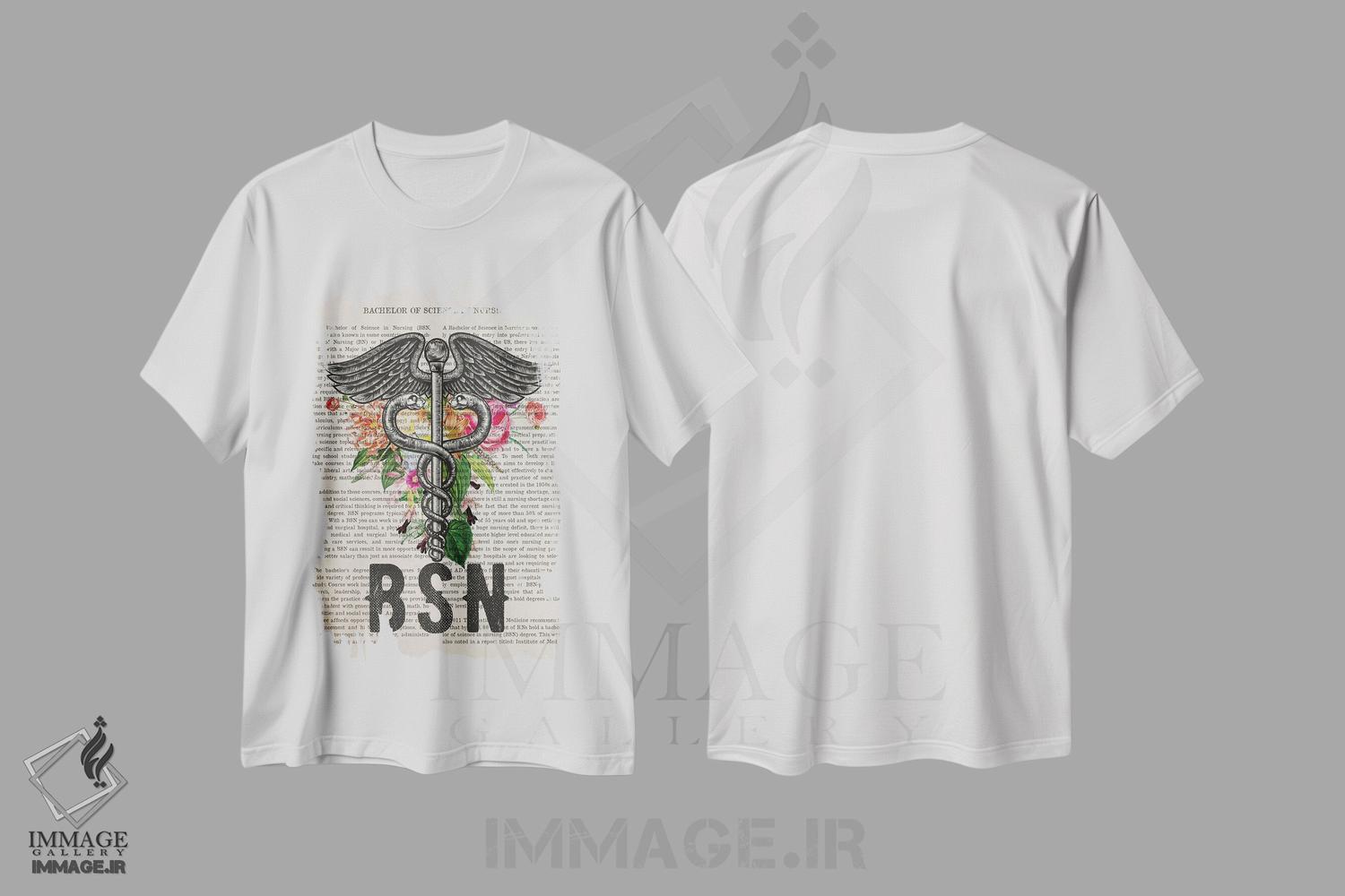 تیشرت طرح دار لیسانس پرستاریهمراه با گل ها، هنر دیجیتال اثر پیکسل کهنه | immage.ir