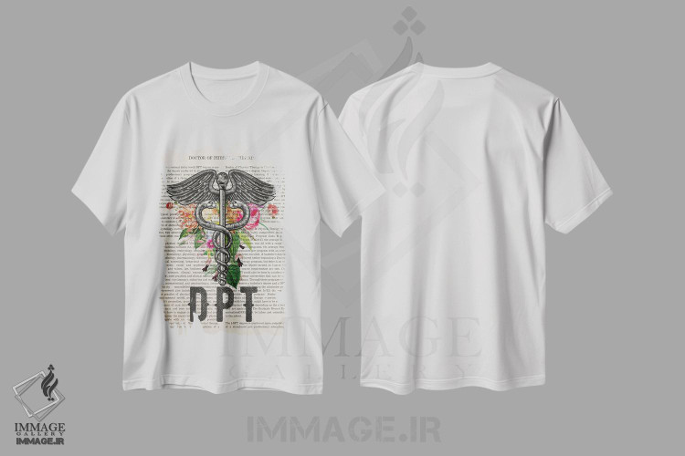 تیشرت طرح دار دکترای فیزیوتراپیهمراه با گل ها، هنر دیجیتال اثر پیکسل کهنه | immage.ir