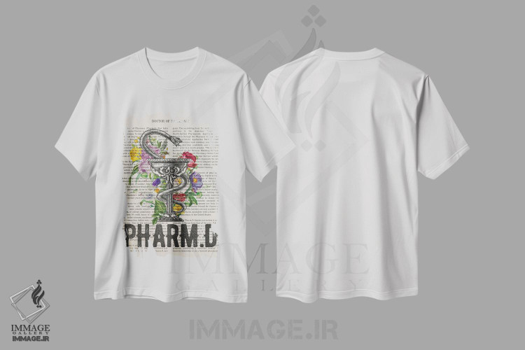 تیشرت طرح دار دکترای داروسازیهمراه با گل ها، هنر دیجیتال اثر پیکسل کهنه | immage.ir