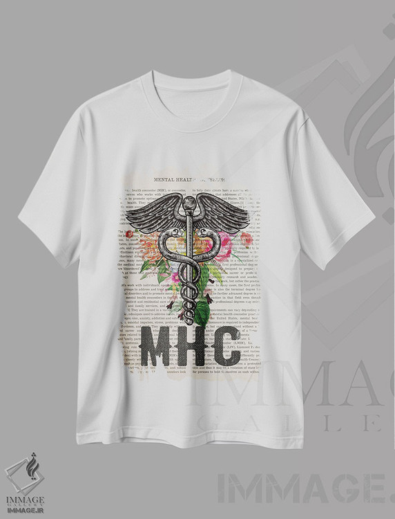 تیشرت طرح دار مشاور سلامت روانهمراه با گل ها، هنر دیجیتال اثر پیکسل کهنه | immage.ir