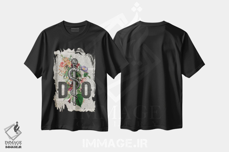 تیشرت طرح دار دکترای استئوپاتیهمراه با گل ها، هنر دیجیتال اثر پیکسل کهنه | immage.ir