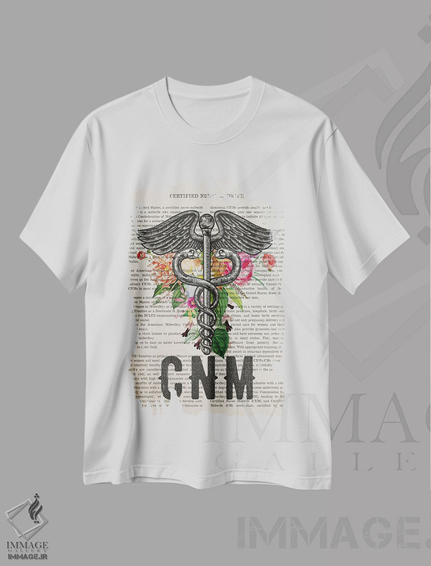 تیشرت طرح دار ماما پرستار دارای گواهیهمراه با گل ها، هنر دیجیتال اثر پیکسل کهنه | فروشگاه ایماژ