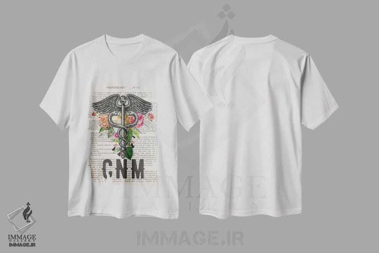 تیشرت طرح دار ماما پرستار دارای گواهیهمراه با گل ها، هنر دیجیتال اثر پیکسل کهنه | فروشگاه ایماژ