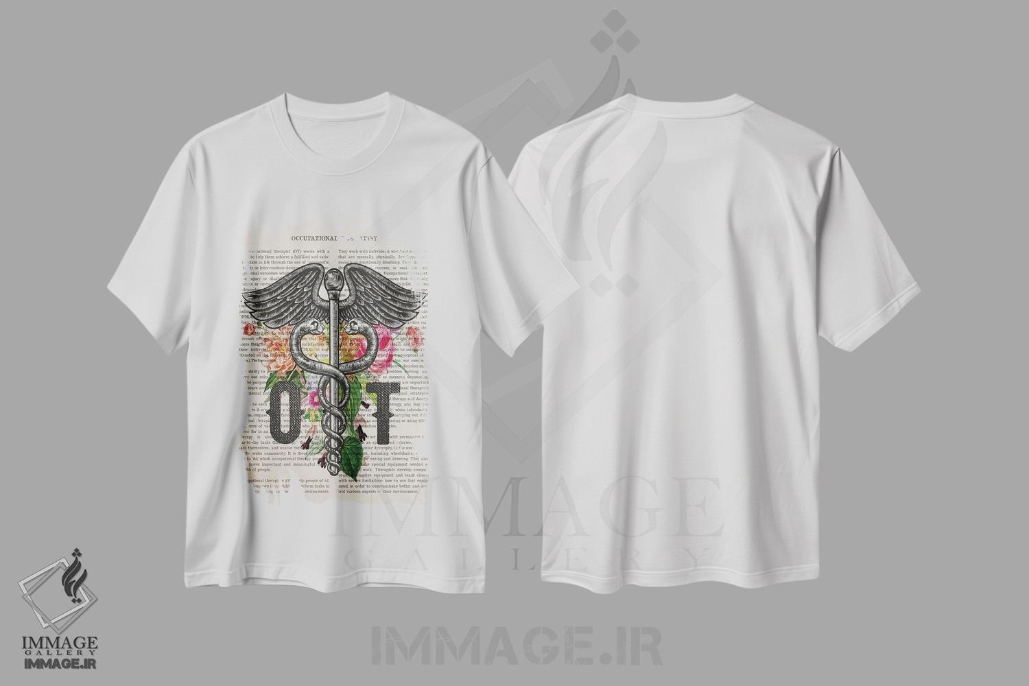 تیشرت طرح دار چاپ کاردرمانگربا گل ها، هنر دیجیتال اثر پیکسل کهنه | immage.ir