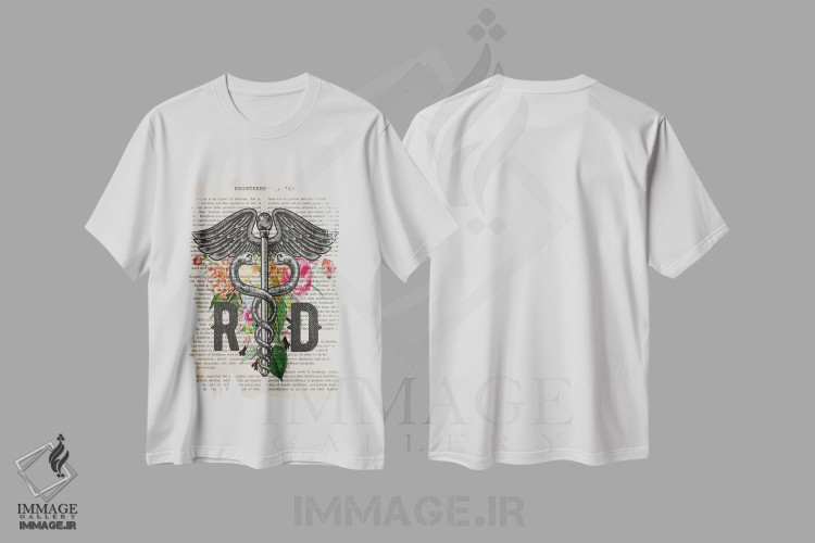 تیشرت طرح دار چاپ متخصص تغذیه ثبت شدهبا گل ها، هنر دیجیتال اثر پیکسل کهنه | immage.ir