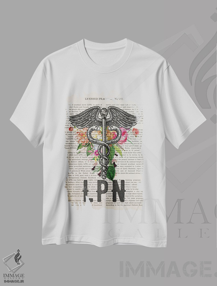 تیشرت طرح دار چاپ پرستار عملی مجازبا گل ها، هنر دیجیتال اثر پیکسل کهنه | فروشگاه ایماژ
