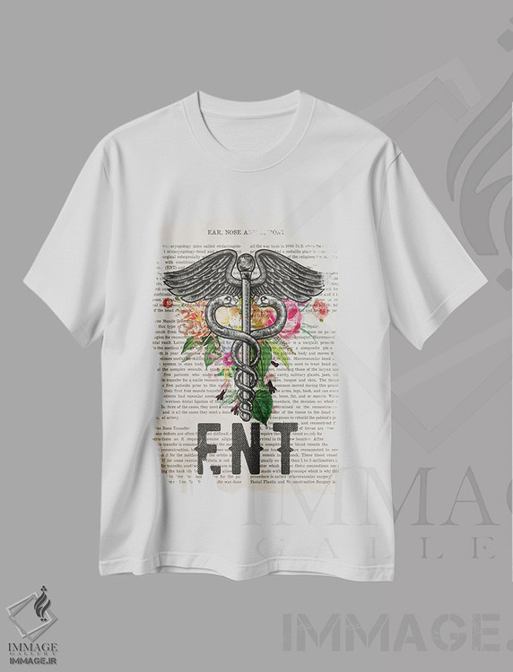 تیشرت طرح دار چاپ دکتر گوش، حلق و بینیبا گل ها، هنر دیجیتال اثر پیکسل کهنه | immage.ir