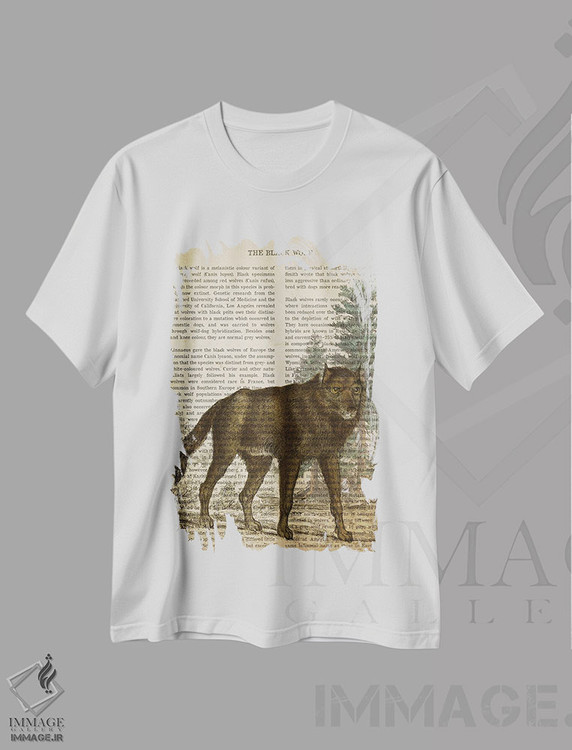 تیشرت طرح دار چاپ وینتیج گرگ سیاه، تزئینی اثر پیکسل کهنه | immage.ir