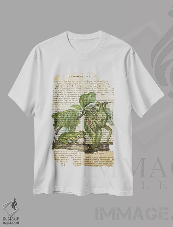 تیشرت طرح دار چاپ وینتیج قورباغه درختی، تزئینی اثر پیکسل کهنه | فروشگاه ایماژ