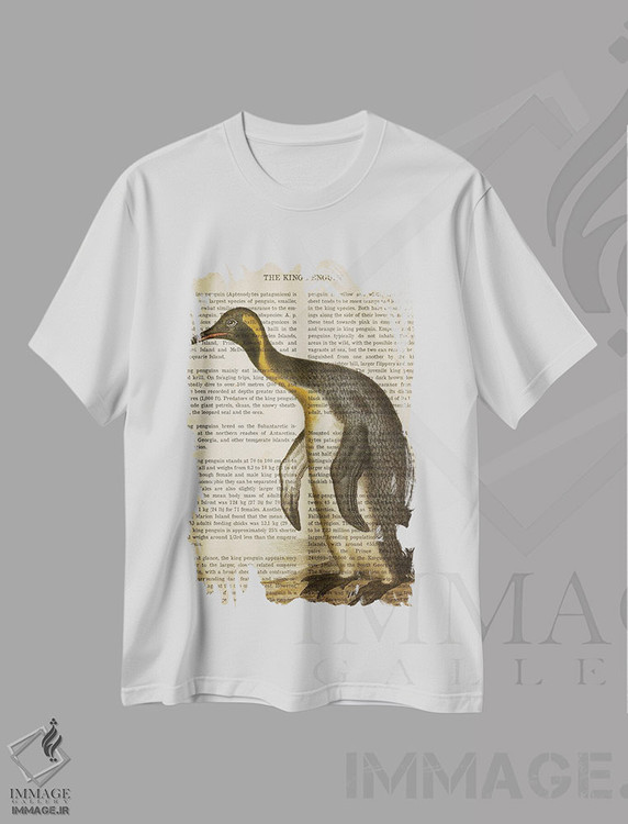 تیشرت طرح دار چاپ وینتیج پنگوئن، تزئینی اثر پیکسل کهنه | immage.ir
