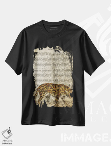 تیشرت طرح دار چاپ وینتیج جگوار، تزئینی اثر پیکسل کهنه | فروشگاه ایماژ