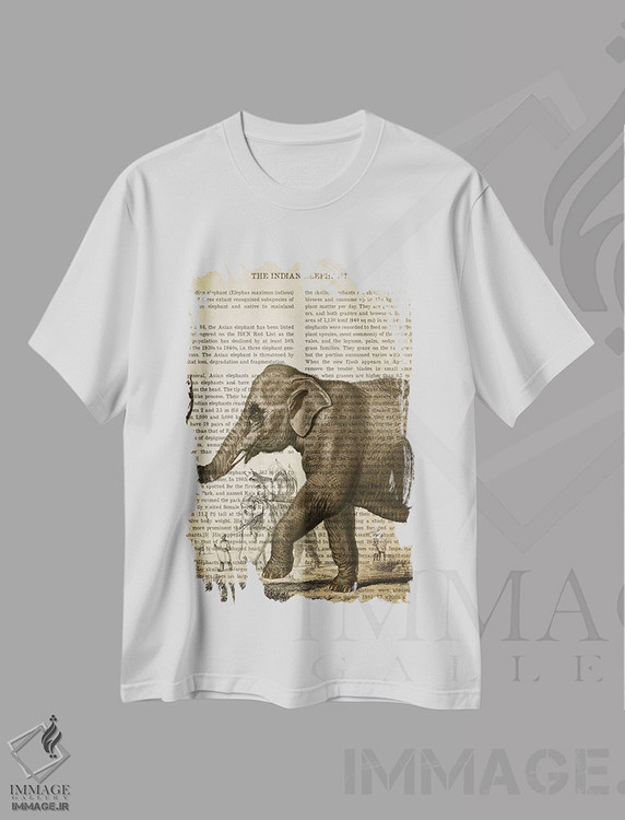 تیشرت طرح دار چاپ وینتیج فیل، تزئینی اثر پیکسل کهنه | فروشگاه ایماژ