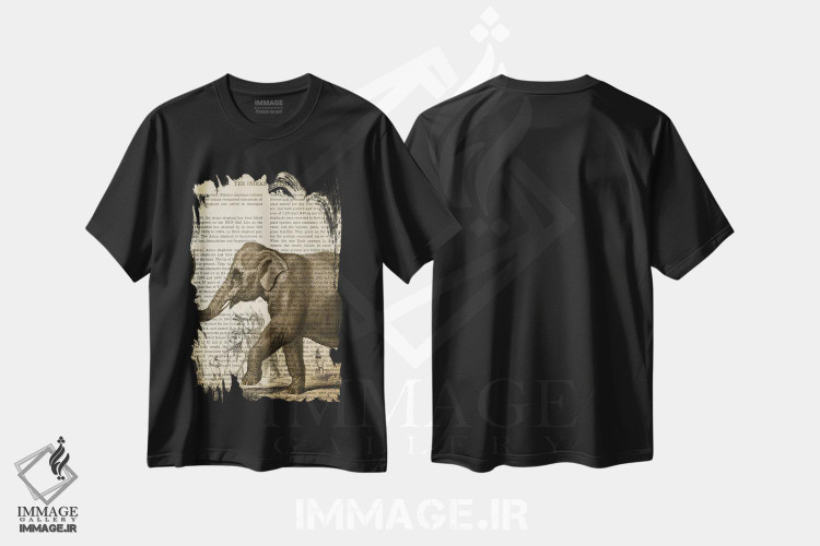 تیشرت طرح دار چاپ وینتیج فیل، تزئینی اثر پیکسل کهنه | immage.ir