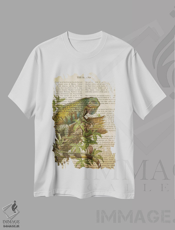تیشرت طرح دار چاپ وینتیج ایگوانا، تزئینی اثر پیکسل کهنه | فروشگاه ایماژ