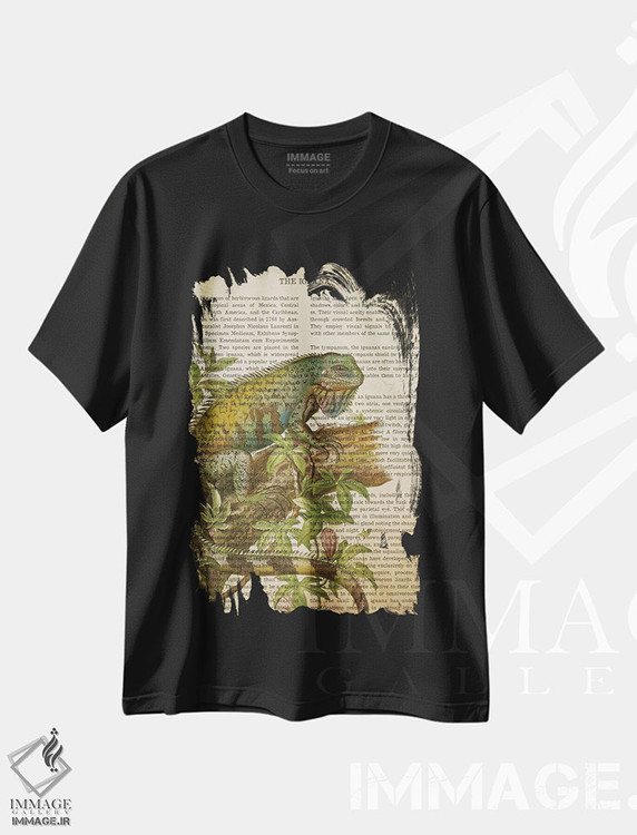 تیشرت طرح دار چاپ وینتیج ایگوانا، تزئینی اثر پیکسل کهنه | immage.ir