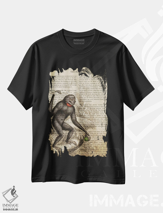 تیشرت طرح دار چاپ وینتیج سیامانگ، تزئینی اثر پیکسل کهنه | فروشگاه ایماژ