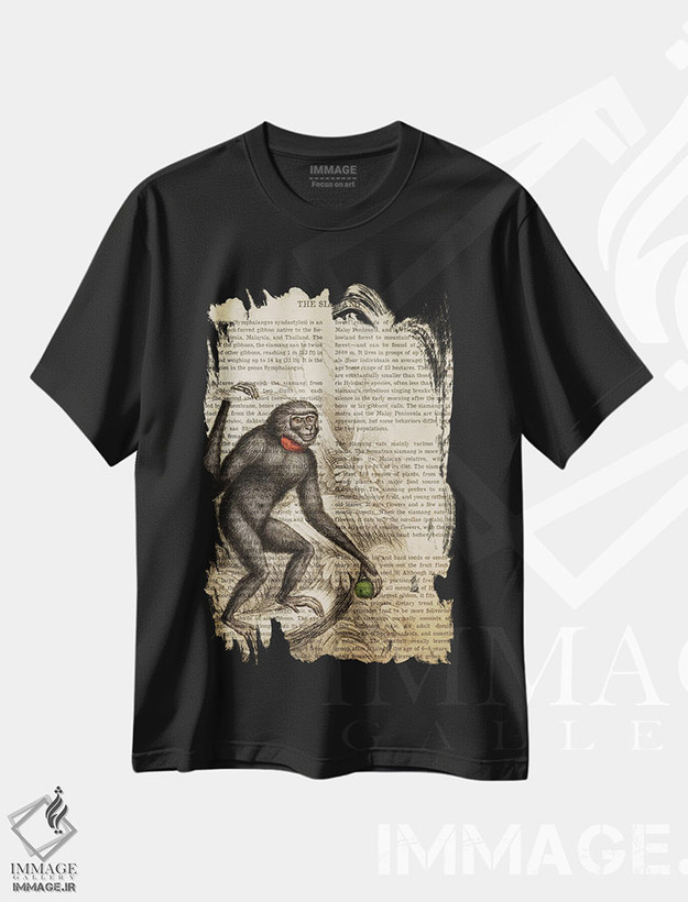 تیشرت طرح دار چاپ وینتیج سیامانگ، تزئینی اثر پیکسل کهنه | فروشگاه ایماژ