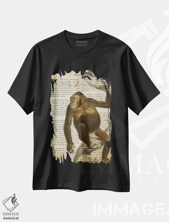 تیشرت طرح دار چاپ وینتیج گوریل، تزئینی اثر پیکسل کهنه | فروشگاه ایماژ