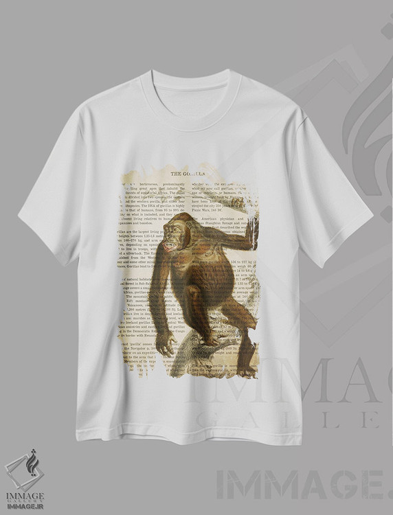 تیشرت طرح دار چاپ وینتیج گوریل، تزئینی اثر پیکسل کهنه | immage.ir