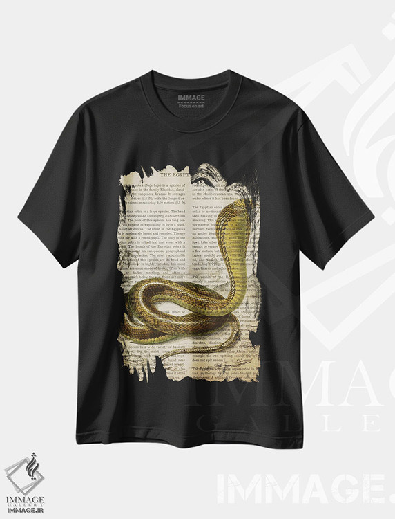 تیشرت طرح دار چاپ وینتیج کبری مصری، تزئینی اثر پیکسل کهنه | immage.ir