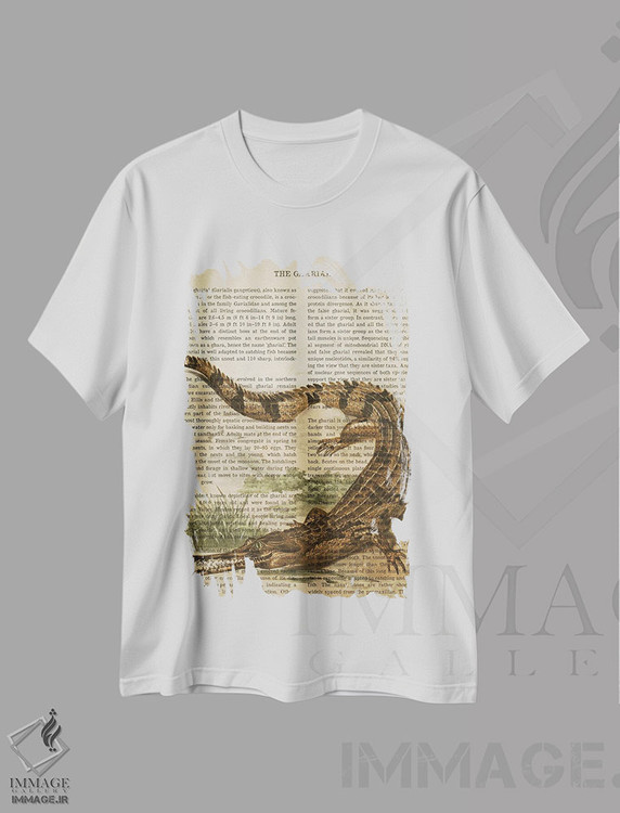 تیشرت طرح دار چاپ وینتیج گاویال، تزئینی اثر پیکسل کهنه | فروشگاه ایماژ