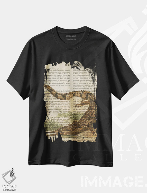 تیشرت طرح دار چاپ وینتیج گاویال، تزئینی اثر پیکسل کهنه | immage.ir