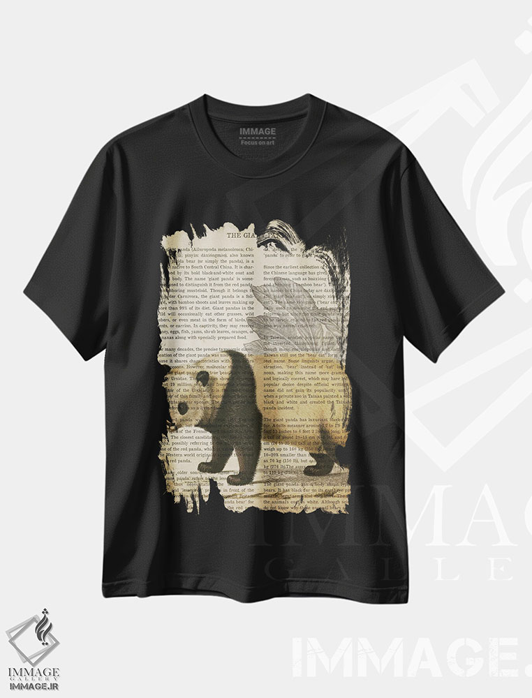 تیشرت طرح دار چاپ وینتیج پاندا غول پیکر، تزئینی اثر پیکسل کهنه | فروشگاه ایماژ