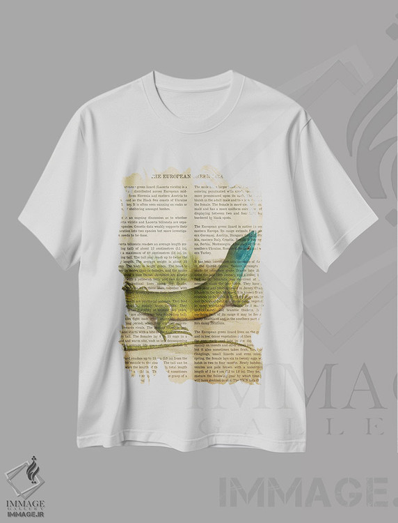تیشرت طرح دار چاپ وینتیج مارمولک سبز اروپایی، تزئینی اثر پیکسل کهنه | فروشگاه ایماژ