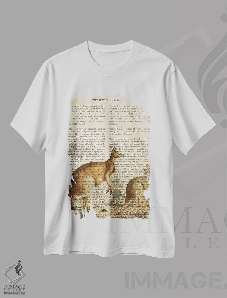 تیشرت طرح دار چاپ وینتیج کانگورو، تزئینی اثر پیکسل کهنه | immage.ir