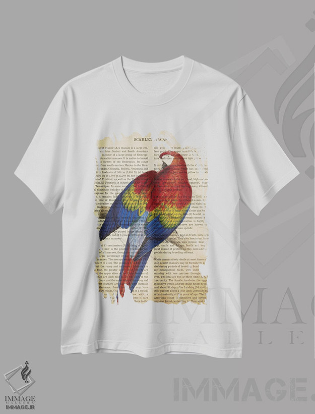 تیشرت طرح دار چاپ وینتیج ماکائوی اسکارلت، تزئینی اثر پیکسل کهنه | فروشگاه ایماژ