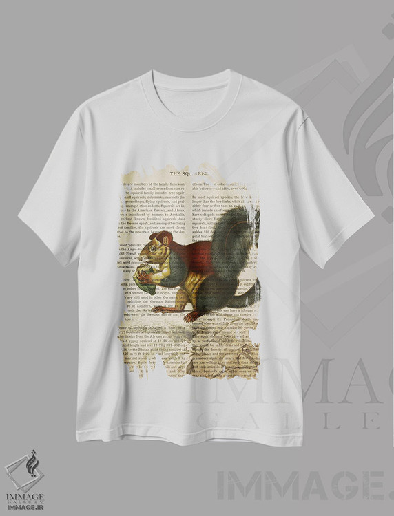 تیشرت طرح دار چاپ وینتیج سنجاب، تزئینی اثر پیکسل کهنه | immage.ir