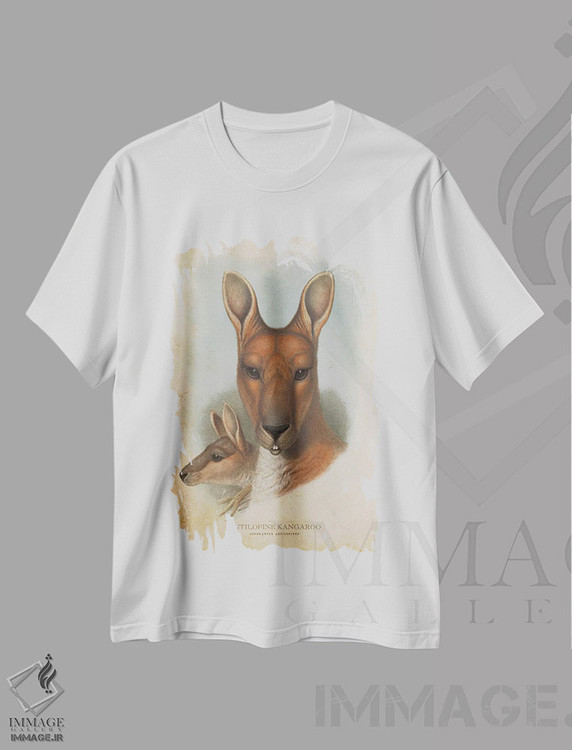 تیشرت طرح دار کانگوروی آنتیلوپ شکل، تزئینی اثر پیکسل کهنه | immage.ir