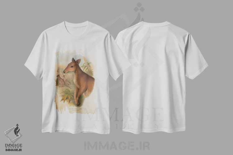 تیشرت طرح دار والابی دودی رنگ، تزئینی اثر پیکسل کهنه | فروشگاه ایماژ