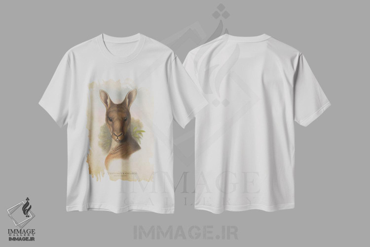 تیشرت طرح دار کانگوروی خاکستری شرقی، تزئینی اثر پیکسل کهنه | immage.ir