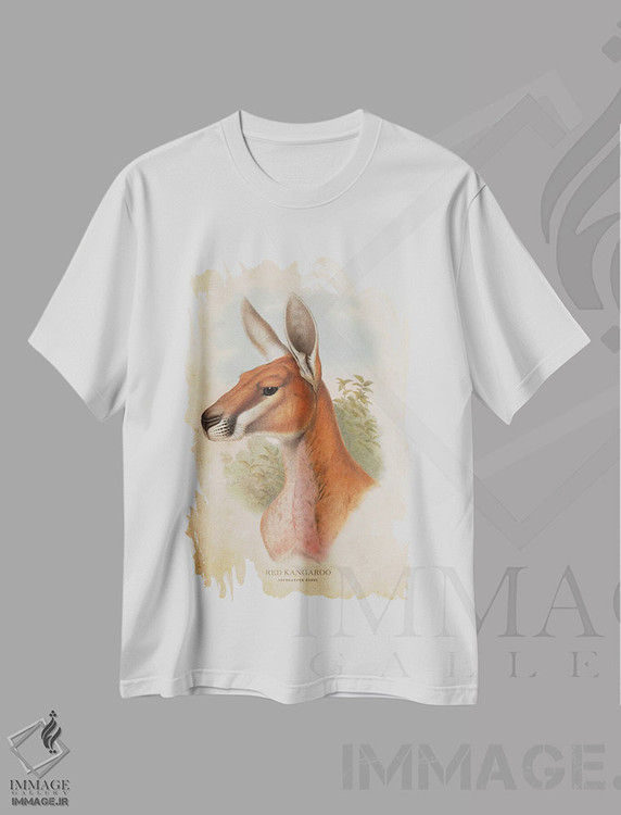 تیشرت طرح دار کانگوروی قرمز، تزئینی اثر پیکسل کهنه | فروشگاه ایماژ