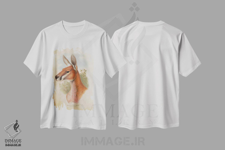 تیشرت طرح دار کانگوروی قرمز، تزئینی اثر پیکسل کهنه | فروشگاه ایماژ