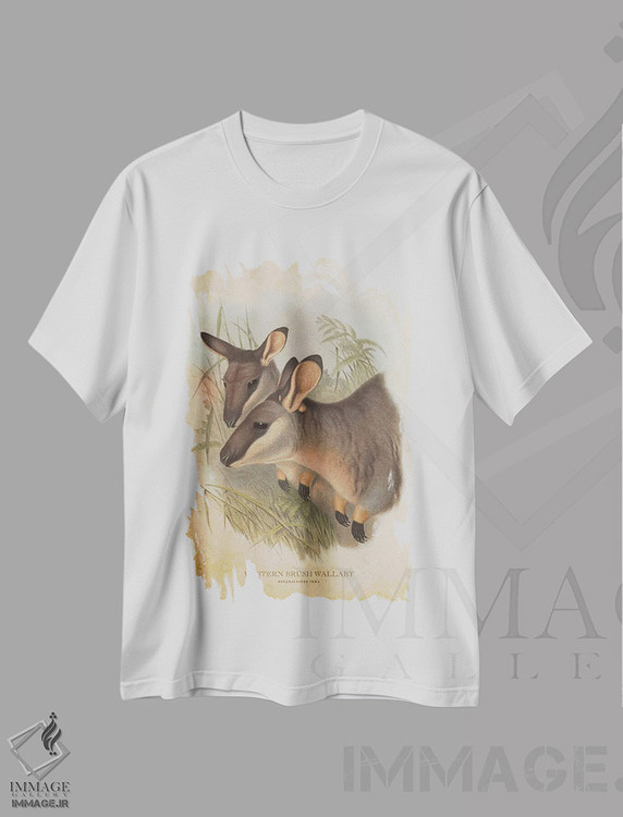 تیشرت طرح دار والابی بیشه ای غربی، تزئینی اثر پیکسل کهنه | فروشگاه ایماژ