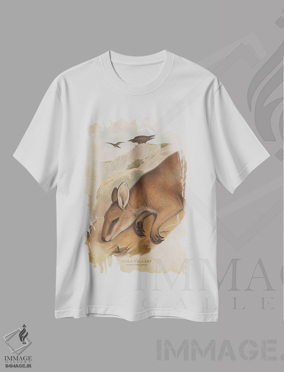 تیشرت طرح دار والابی چابک، دست نقاشی و طراحی دستی اثر پیکسل کهنه | فروشگاه ایماژ