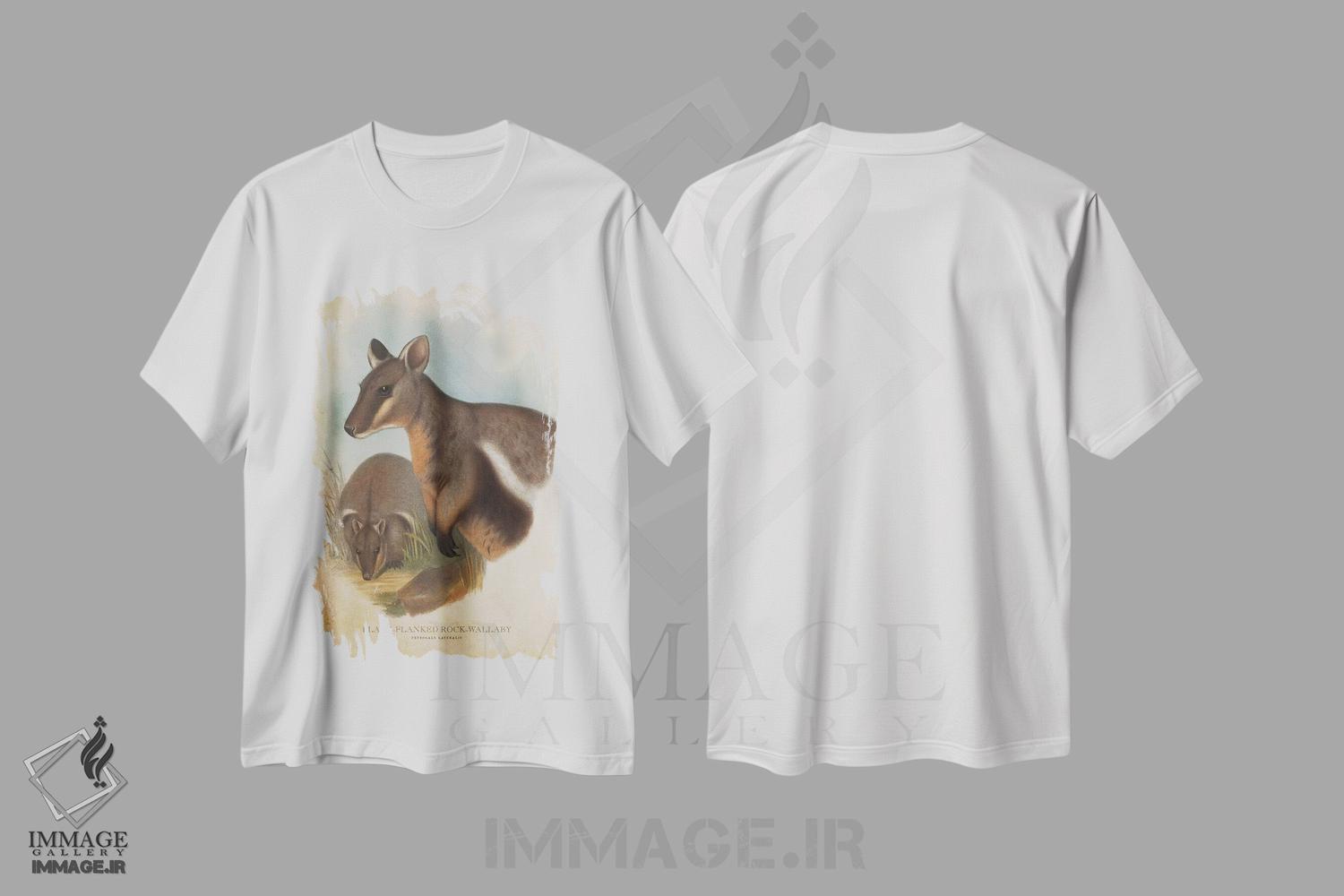 تیشرت طرح دار والابی صخره ای پهلو سیاه، دست نقاشی و طراحی دستی اثر پیکسل کهنه | immage.ir