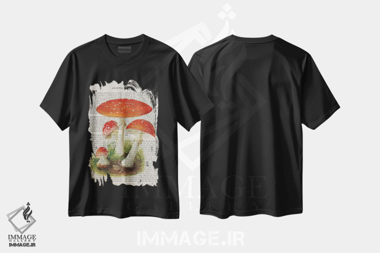 تیشرت طرح دار قارچ آمانیتا موسکاریا، تزئینی اثر پیکسل کهنه | فروشگاه ایماژ
