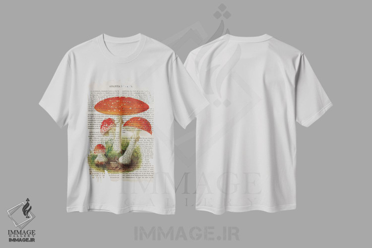 تیشرت طرح دار قارچ آمانیتا موسکاریا، تزئینی اثر پیکسل کهنه | immage.ir