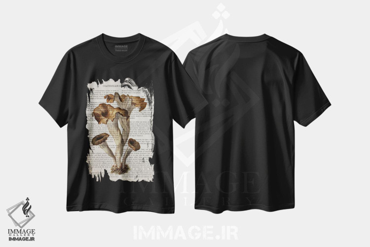 تیشرت طرح دار قارچ کراترلوس کورنوکوپیوییدس، تزئینی اثر پیکسل کهنه | immage.ir