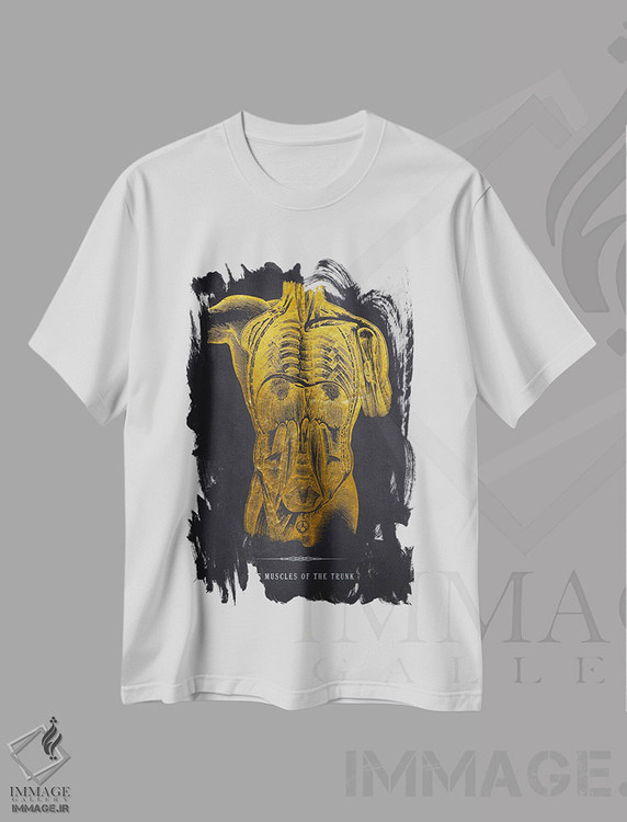 تیشرت طرح دار چاپ آناتومی عضلات تنه، هنر دیجیتال اثر پیکسل کهنه | فروشگاه ایماژ
