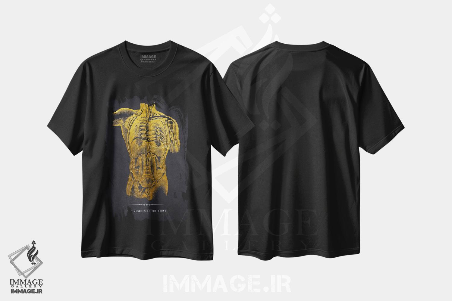 تیشرت طرح دار چاپ آناتومی عضلات تنه، هنر دیجیتال اثر پیکسل کهنه | immage.ir